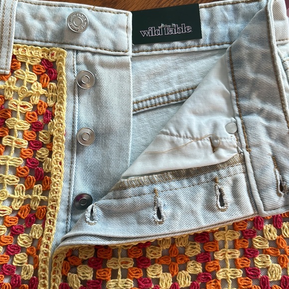 Wild Fable High Rise Cutoff Jean Shorts with front crochet panels and bu… - Picture 11 of 13